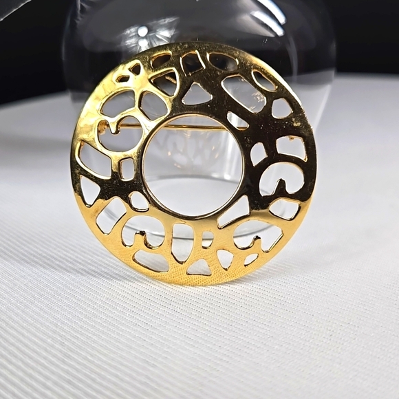 Vintage Gold-Tone Openwork Art Deco Brooch - Picture 5 of 12